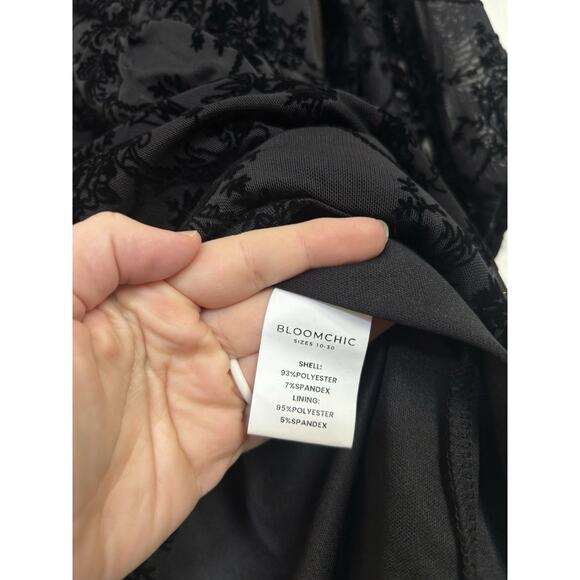Bloomchic Black Sheer Velvet Burnout Top Size 12 Whimsigtoh Fairy Grunge Romance - Picture 6 of 6